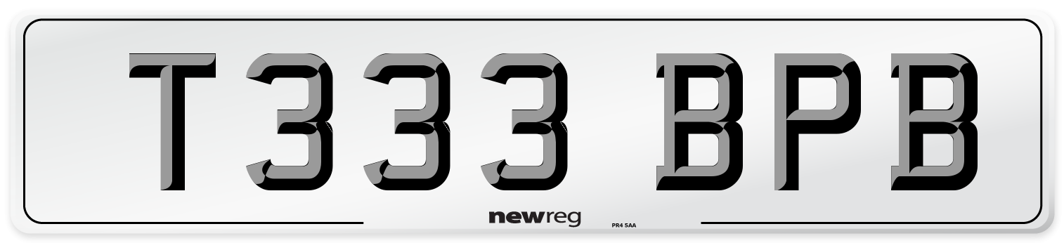 T333 BPB Number Plate from New Reg